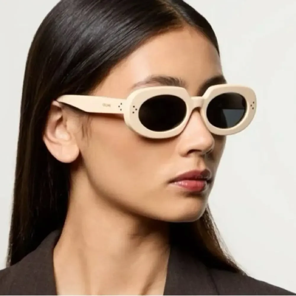 New! Celine Beige Oval Sunglasses CL40276U 25A, Authentic